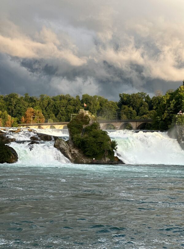 Dramatic View of Rhine Falls in Switzerland