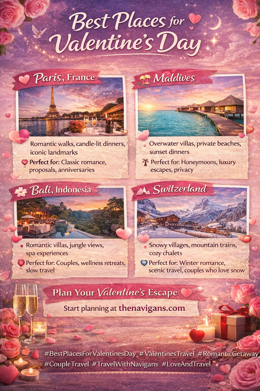 Best places for Valentine’s Day including Paris, Maldives, Bali, Switzerland, Dubai and Goa